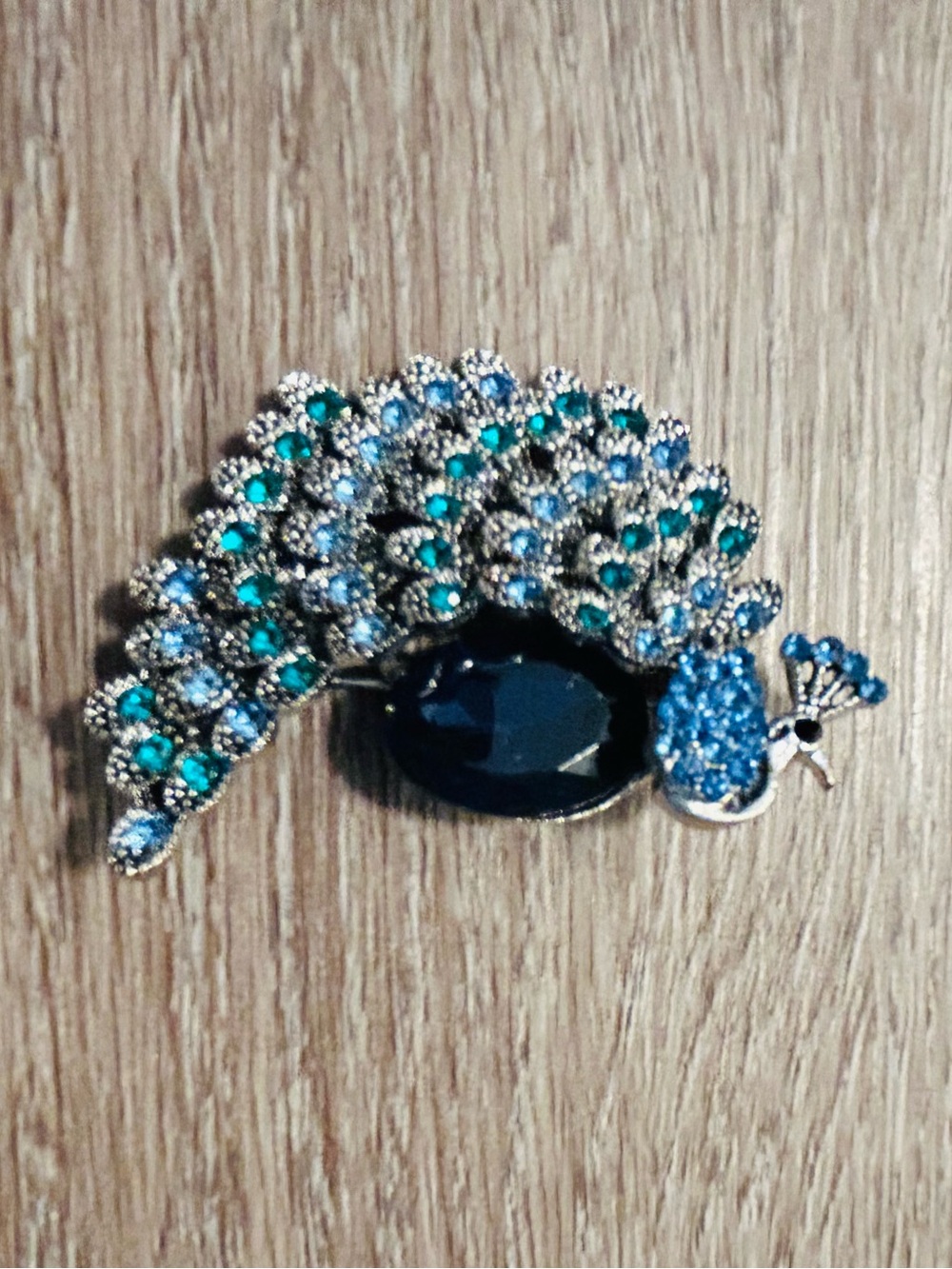 Blue Peacock Brooch